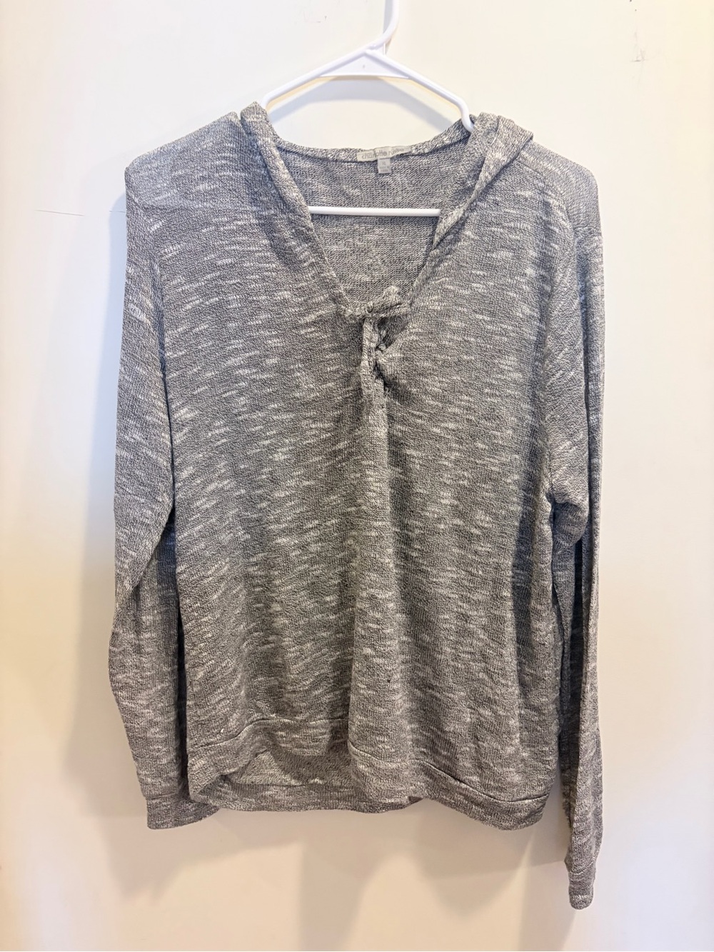Charlotte Russe Space-Dye Gray Knit Top with Hood